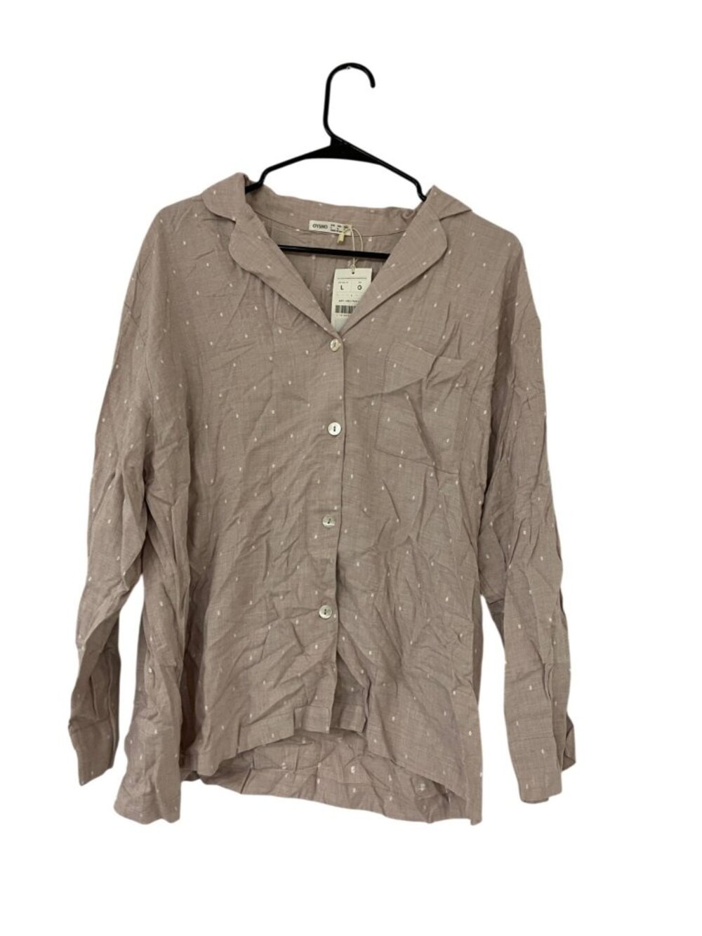 Oysho Womens Pajama Shirt Large Purple Button Up Long Sleeve Lounge 1082/747 NWT